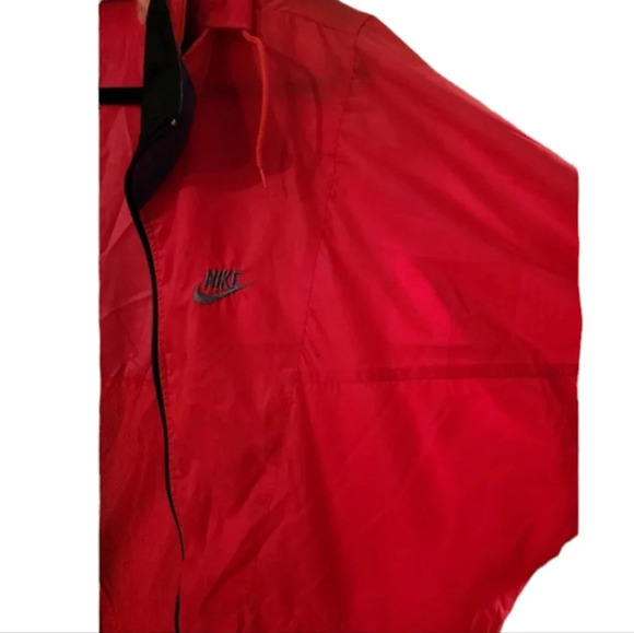 Retro Nike Windbreaker Jacket Red Black Full Zip Vintage 90s Tracksuit Style - Picture 5 of 10